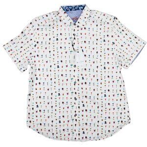 Robert Graham Booze Cruz Tropical Bar Drinks Button Down Men's Shirt XL NWT